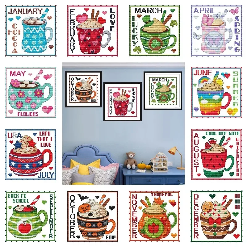 5D Diamond Painting Kit Full Drill - Months Dessert Cup 5D Diamond Painting