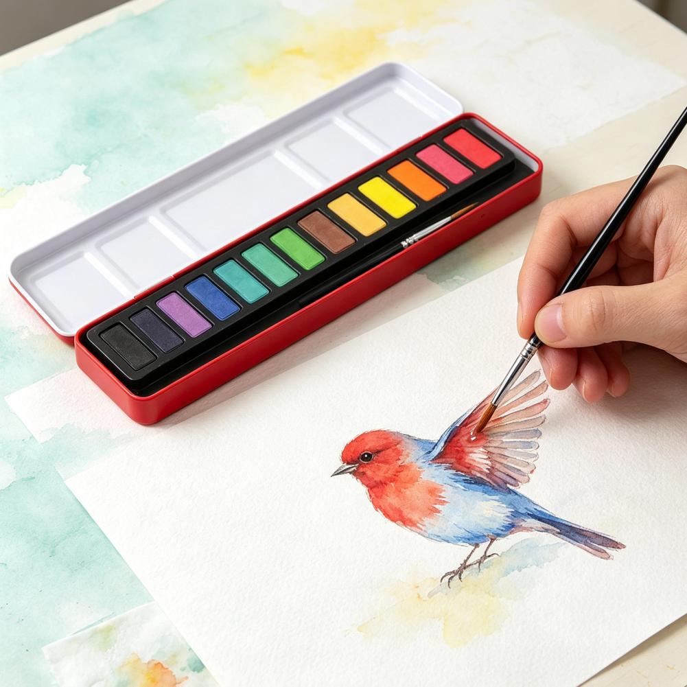 Watercolor Paint Set Solid Pigment - Portable Watercolor Paint Set Solid Gouache