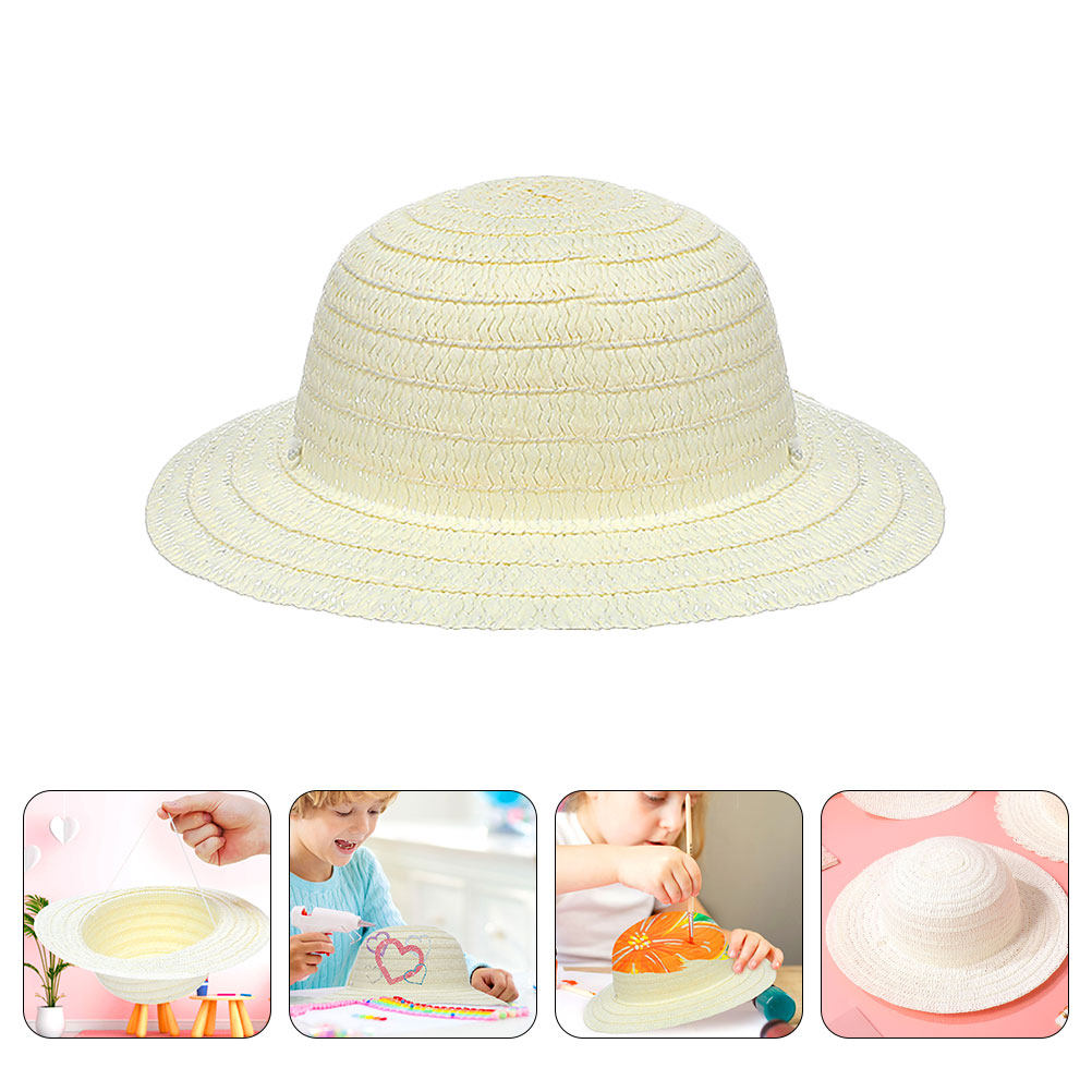 8Pcs DIY Kids Straw Hats White - огляд і ціна Painting Supplies