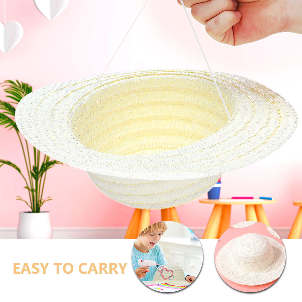 8Pcs DIY Kids Straw Hats White - огляд і ціна Painting Supplies