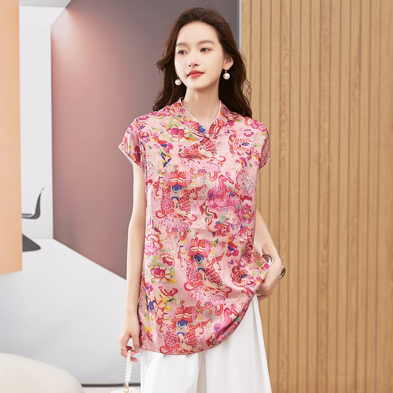 Women's Blouse Short Sleeve Ro - огляд і ціна Beading