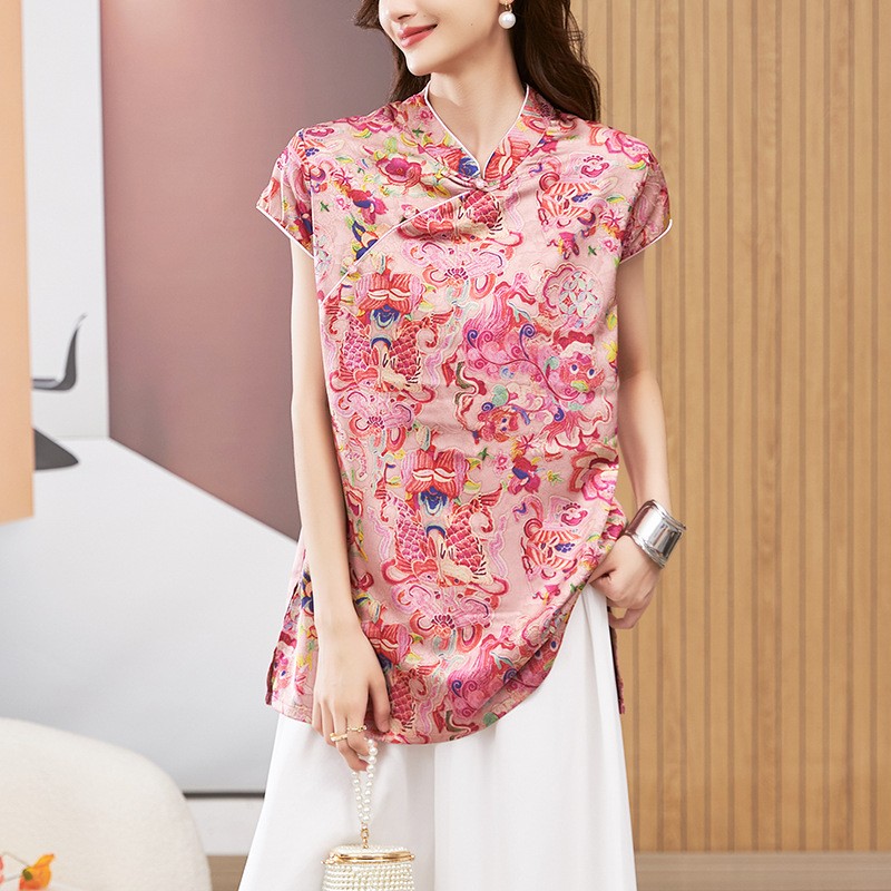 Women's Blouse Short Sleeve Ro - огляд і ціна Beading