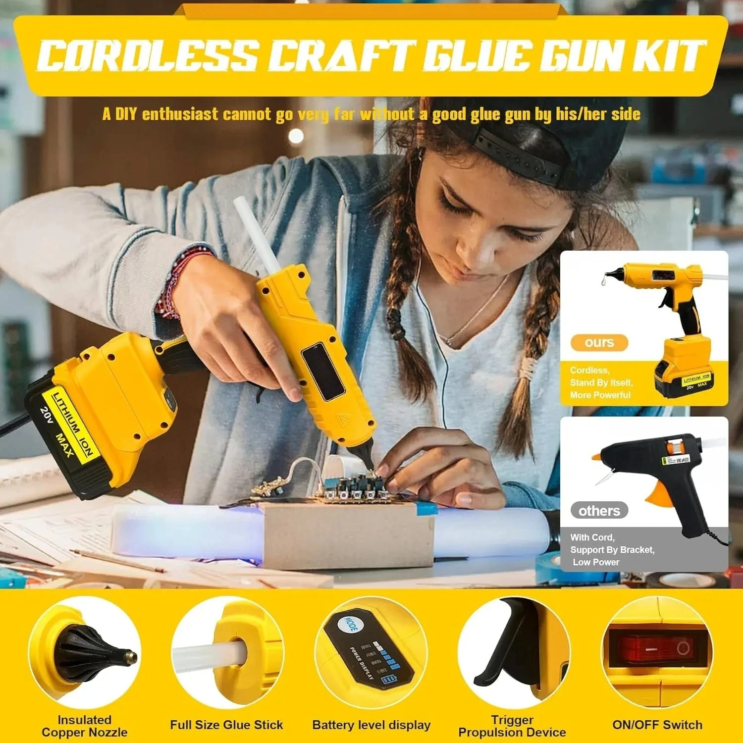 Cordless Electric Handheld Hot - огляд і ціна Hot Melt Glue Gun Cordless