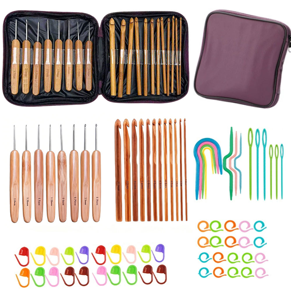 74pcs Bamboo Crochet Hooks Set - огляд і ціна Sewing