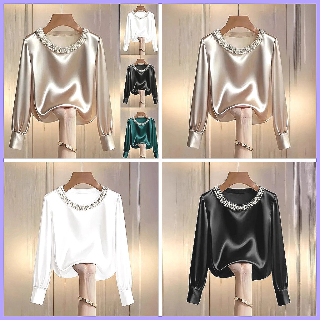 Elegant Beaded Satin Blouse fo - огляд і ціна Beading