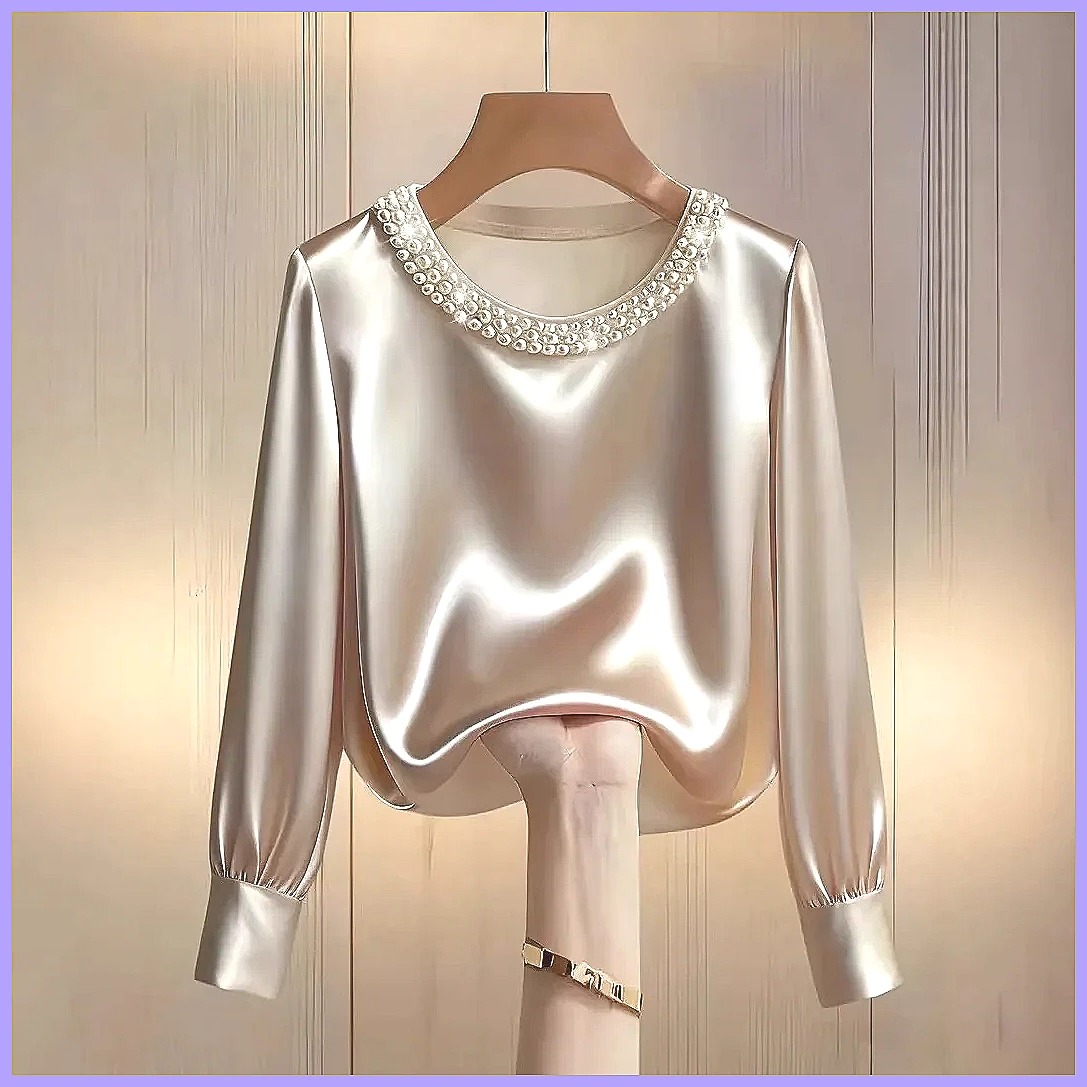Elegant Beaded Satin Blouse fo - огляд і ціна Beading