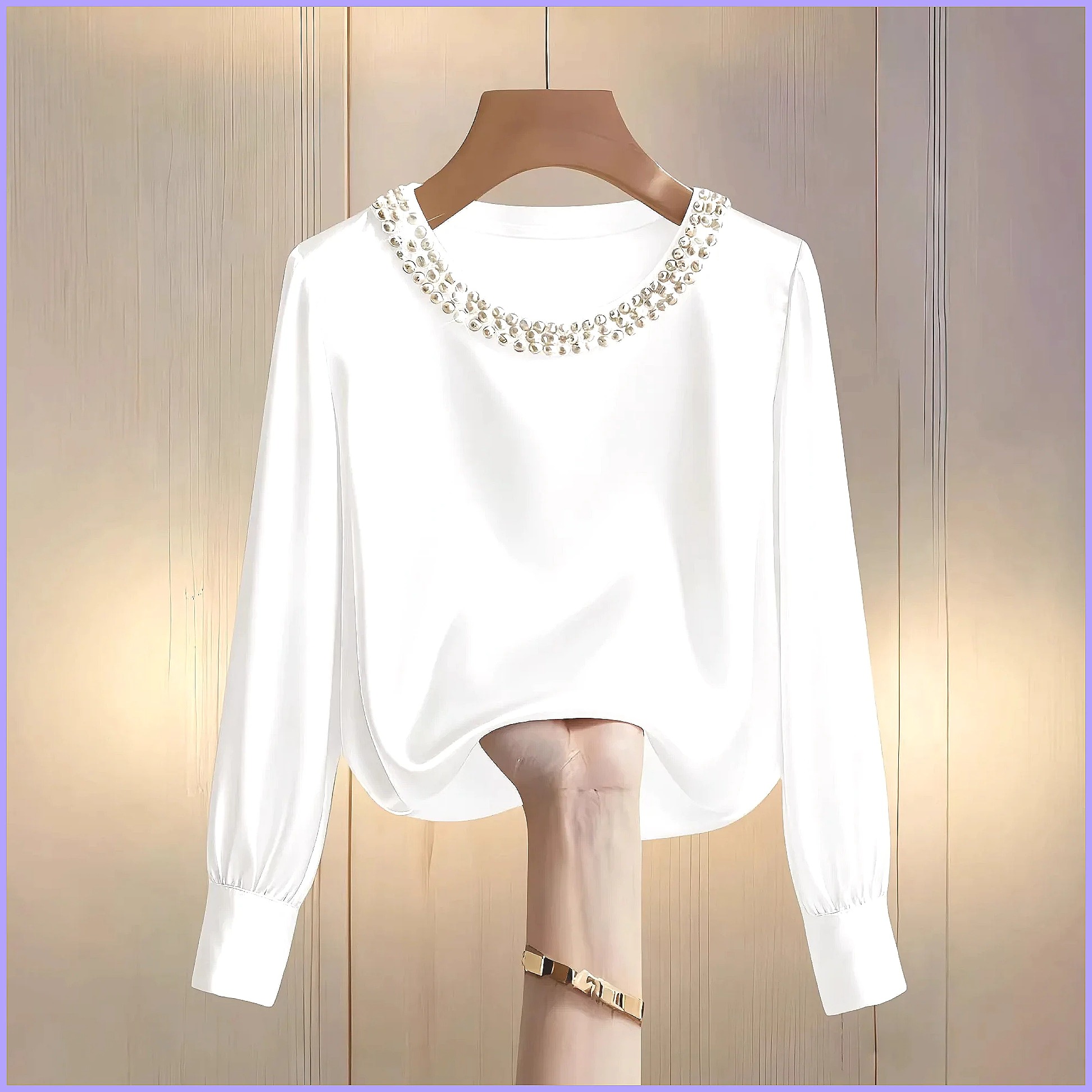 Elegant Beaded Satin Blouse fo - огляд і ціна Beading