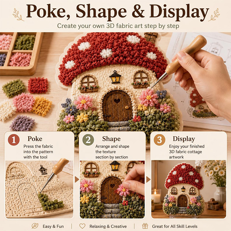 3D Mushroom House Poke Art DIY - огляд і ціна Sewing