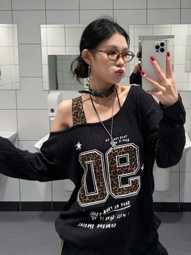 Y2K Patchwork Leopard Print T- - огляд і ціна Embroidery