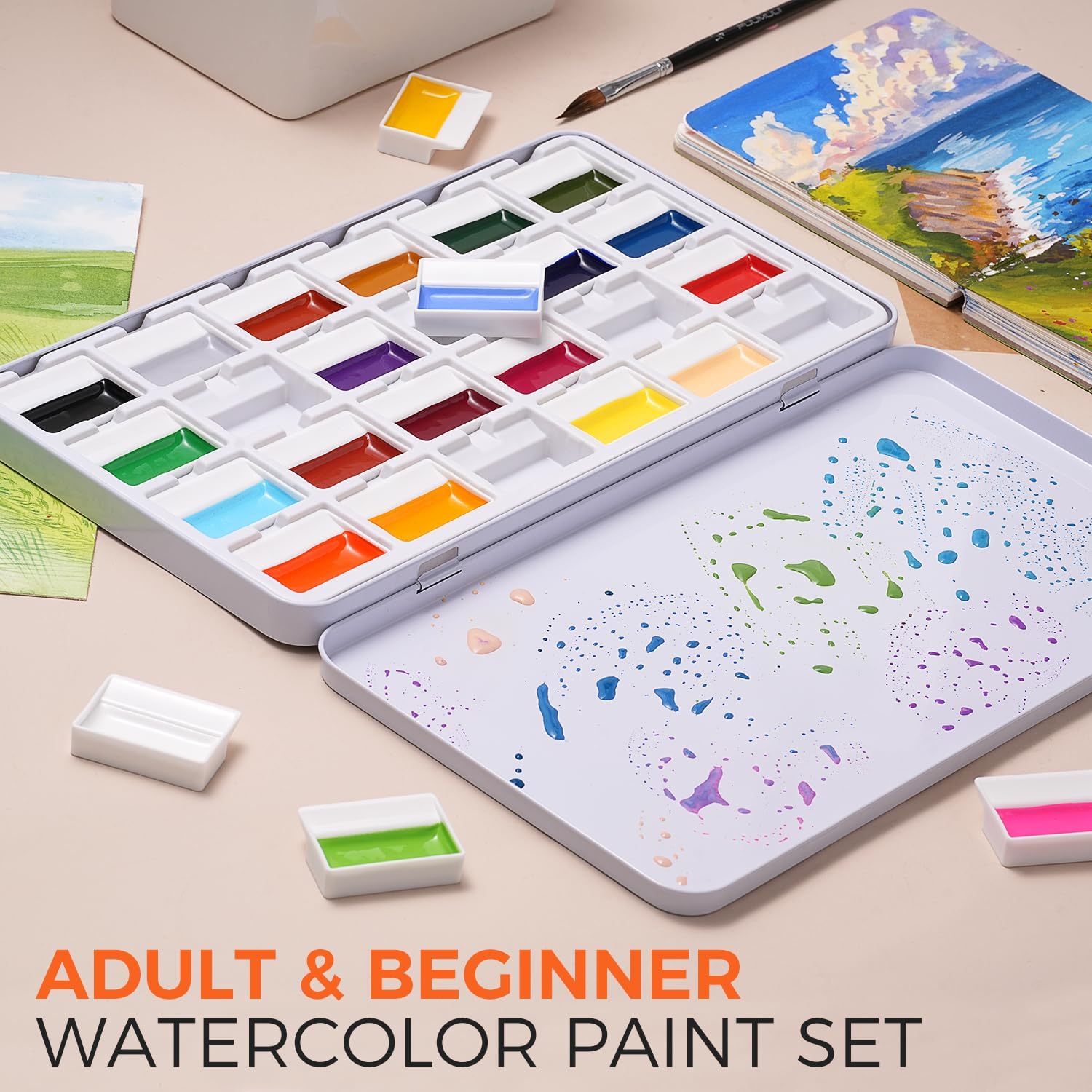 24 Colors Opaque Solid Waterco - огляд і ціна Watercolor Paint Set Solid Pigment
