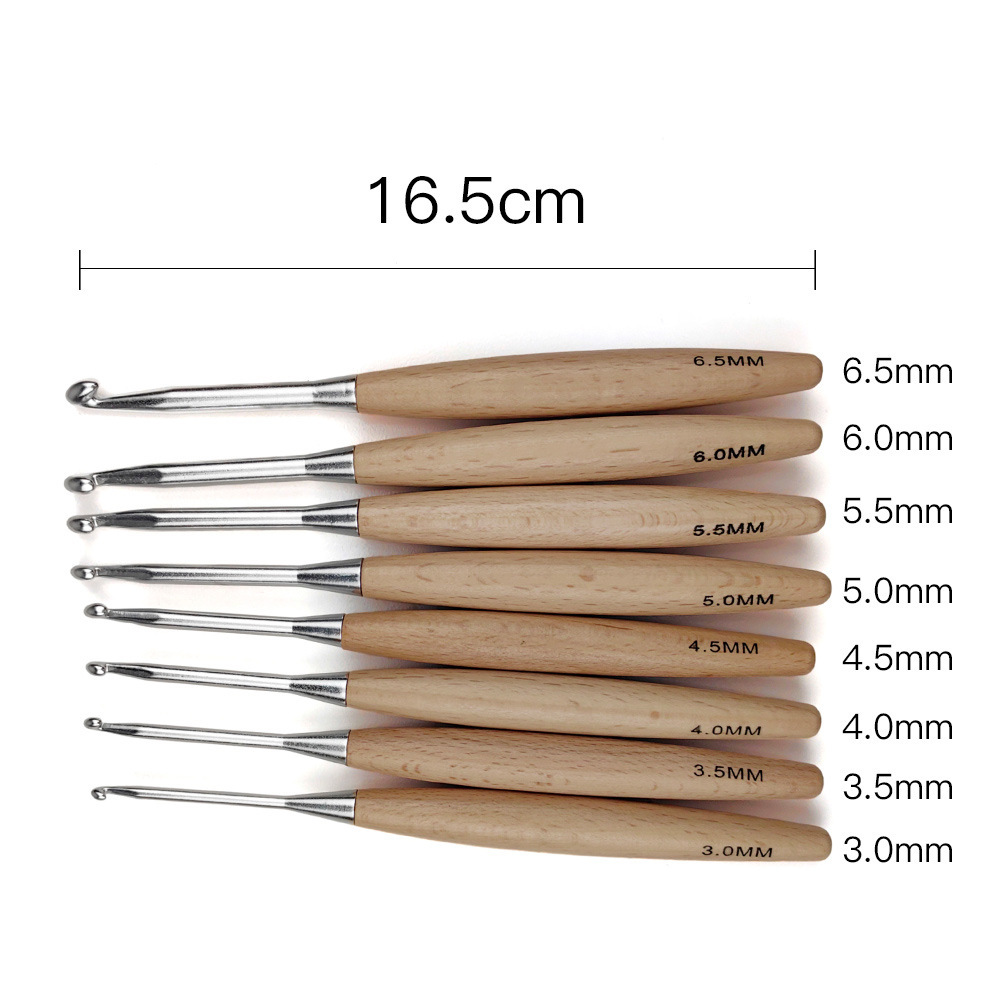 8Pcs Wood Crochet Hooks16.5cm  - огляд і ціна Wooden Crochet Hooks Ergonomic Handle