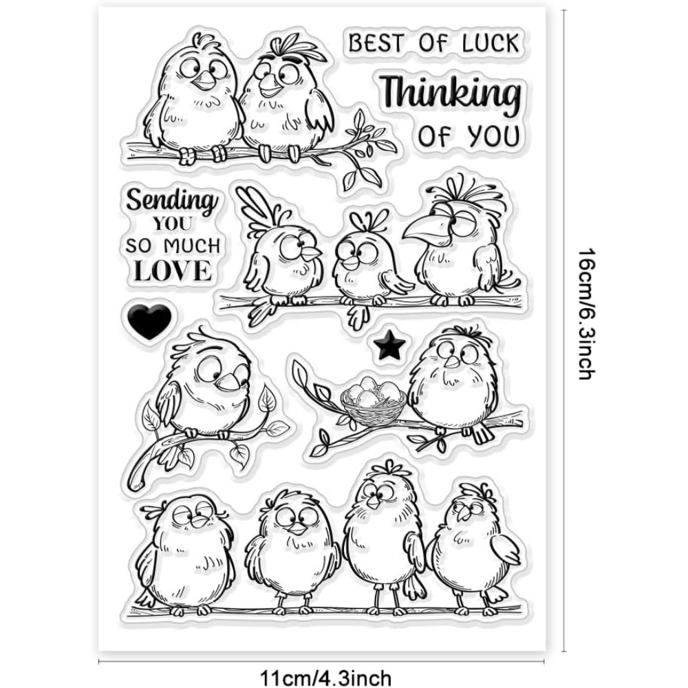 Funny Birds Branches Clear Sta - огляд і ціна Clear Silicone Stamps For Card Making