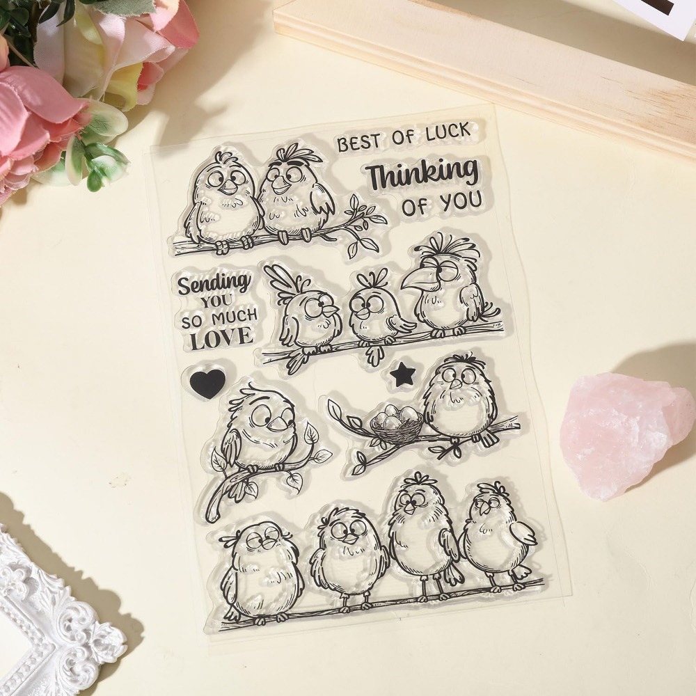 Funny Birds Branches Clear Sta - огляд і ціна Clear Silicone Stamps For Card Making
