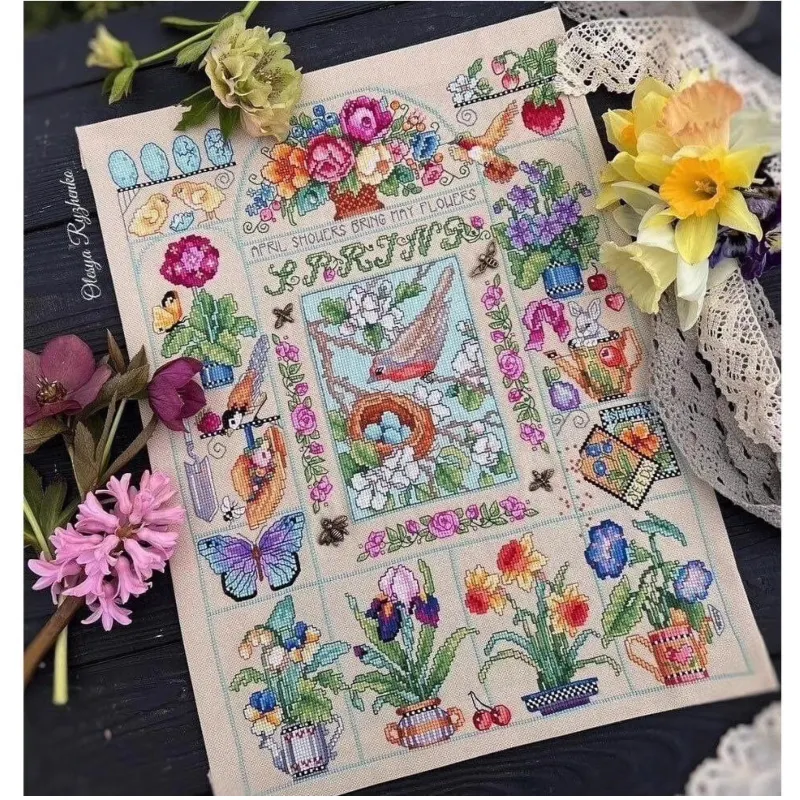 【CC2937 Spring Garden】 Beginne - огляд і ціна Cross Stitch Stamped Kits Beginners