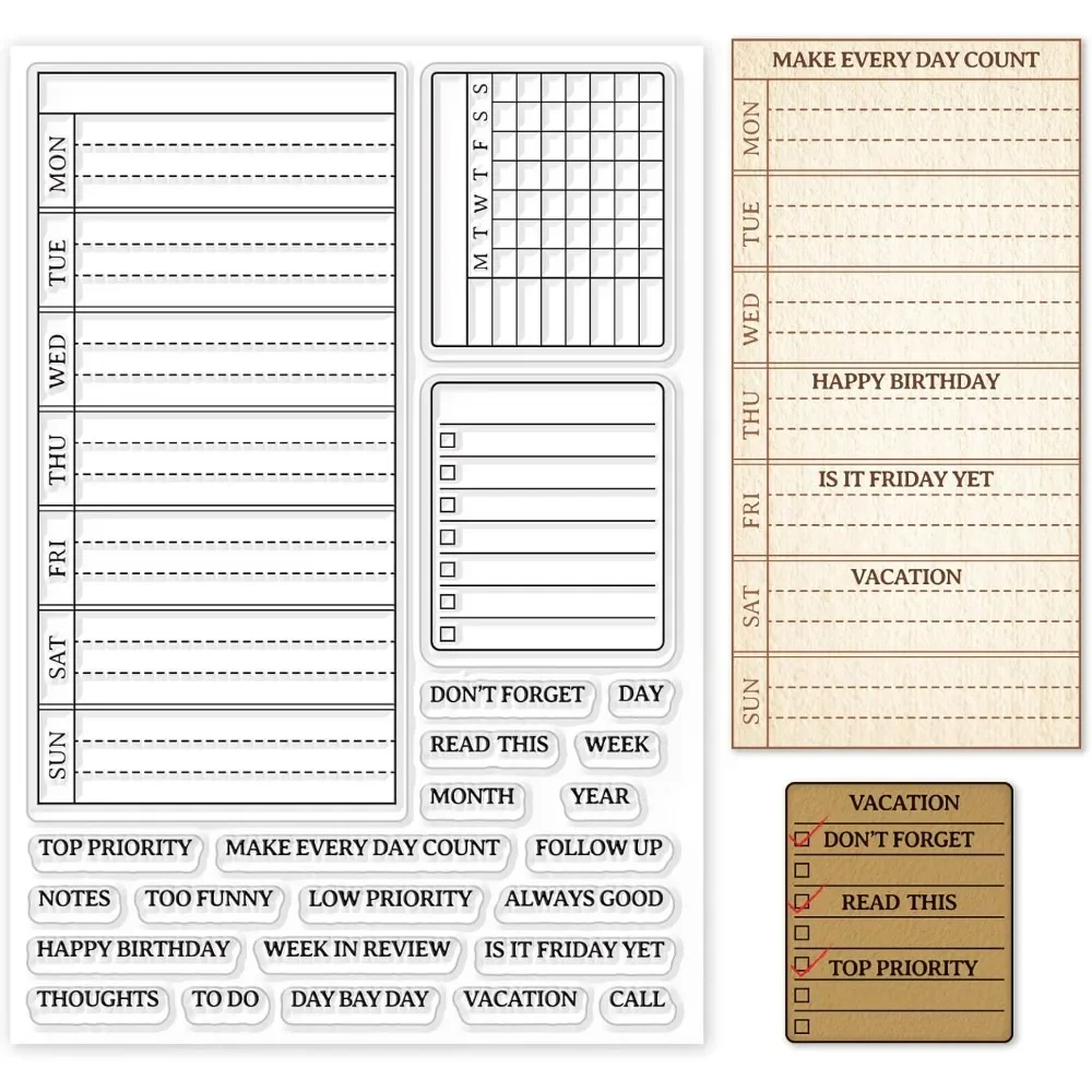 Weekly Plan Clear Stamp Calend - огляд і ціна Clear Silicone Stamps For Card Making
